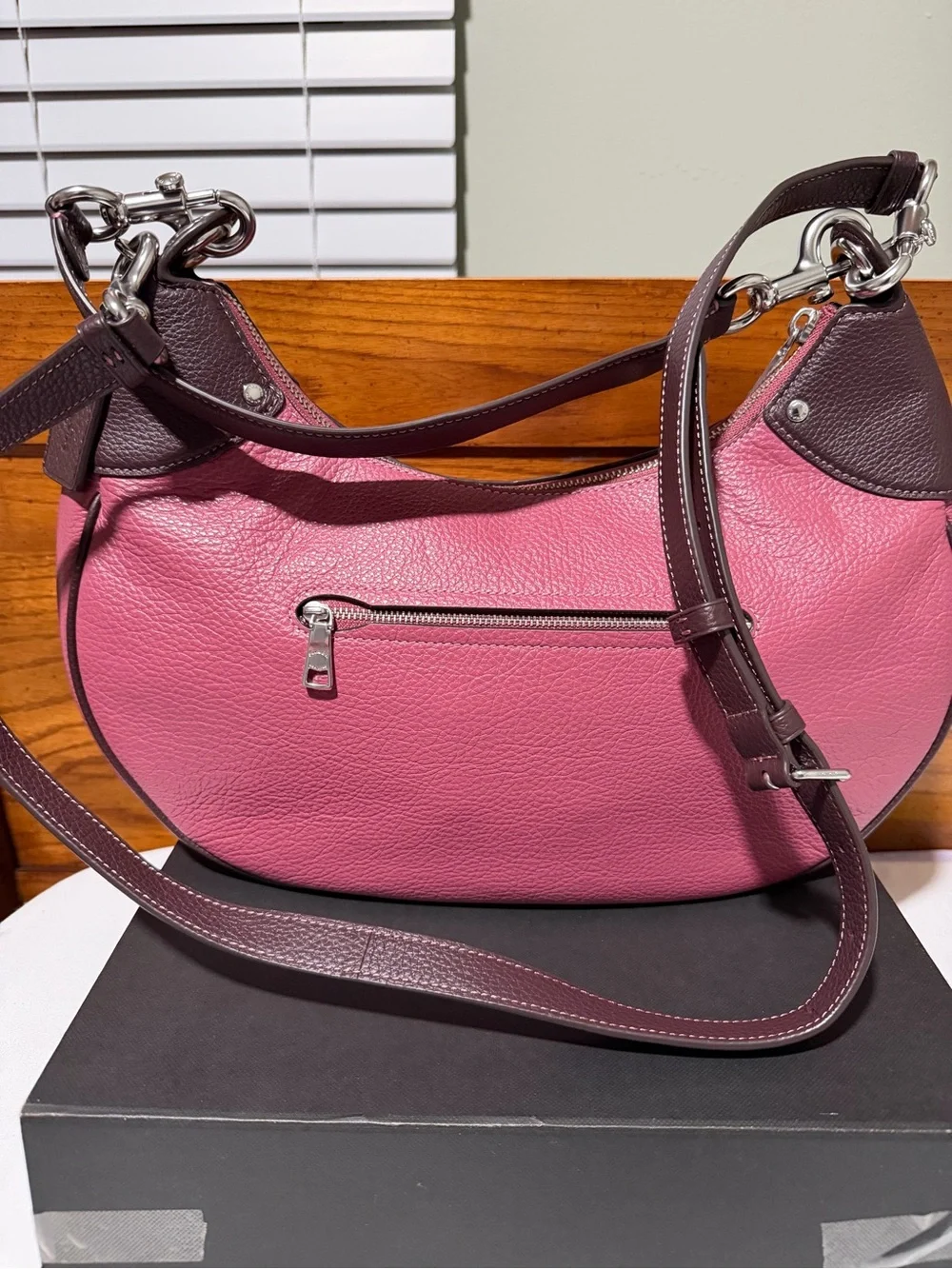 Coach Pebble Leather Mara Hobo Shoulder Bag Crossbody Style CJ864 Raspberry/Wine